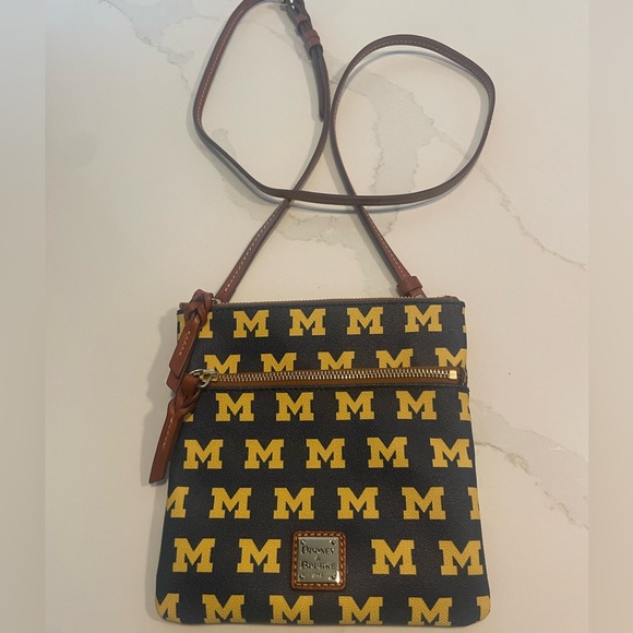 Dooney & Bourke Navy and Yellow Michigan Wolverines Crossbody Bag - Picture 1 of 3
